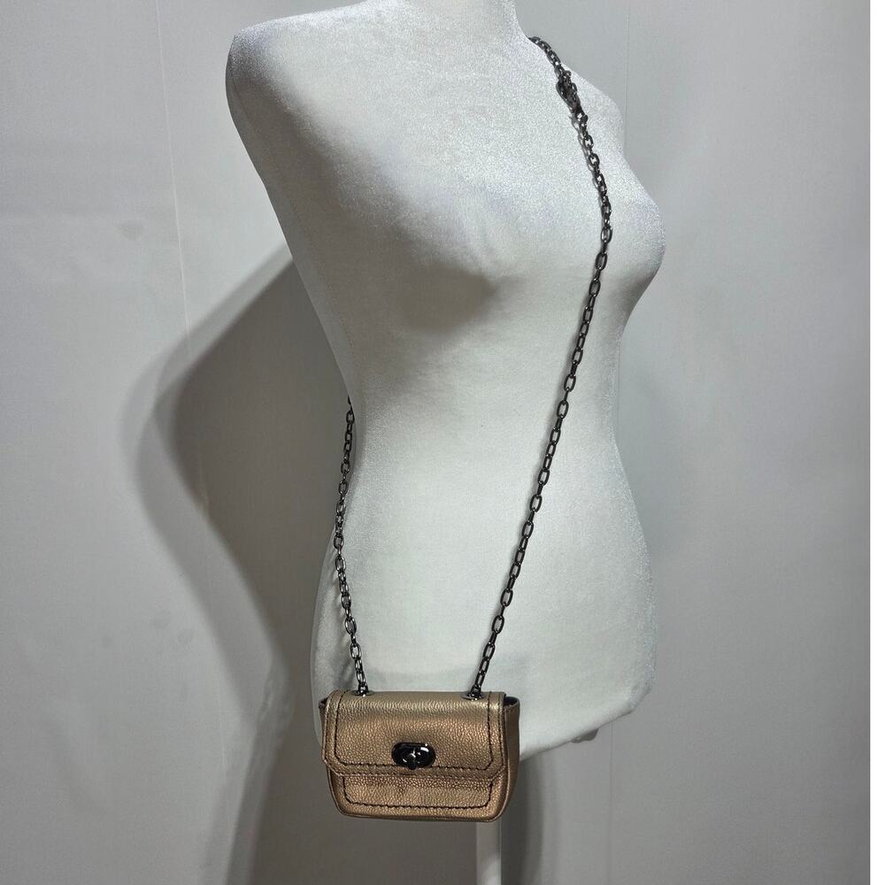 Banana Republic Long Chain Leather Gold Metallic Mini Bag